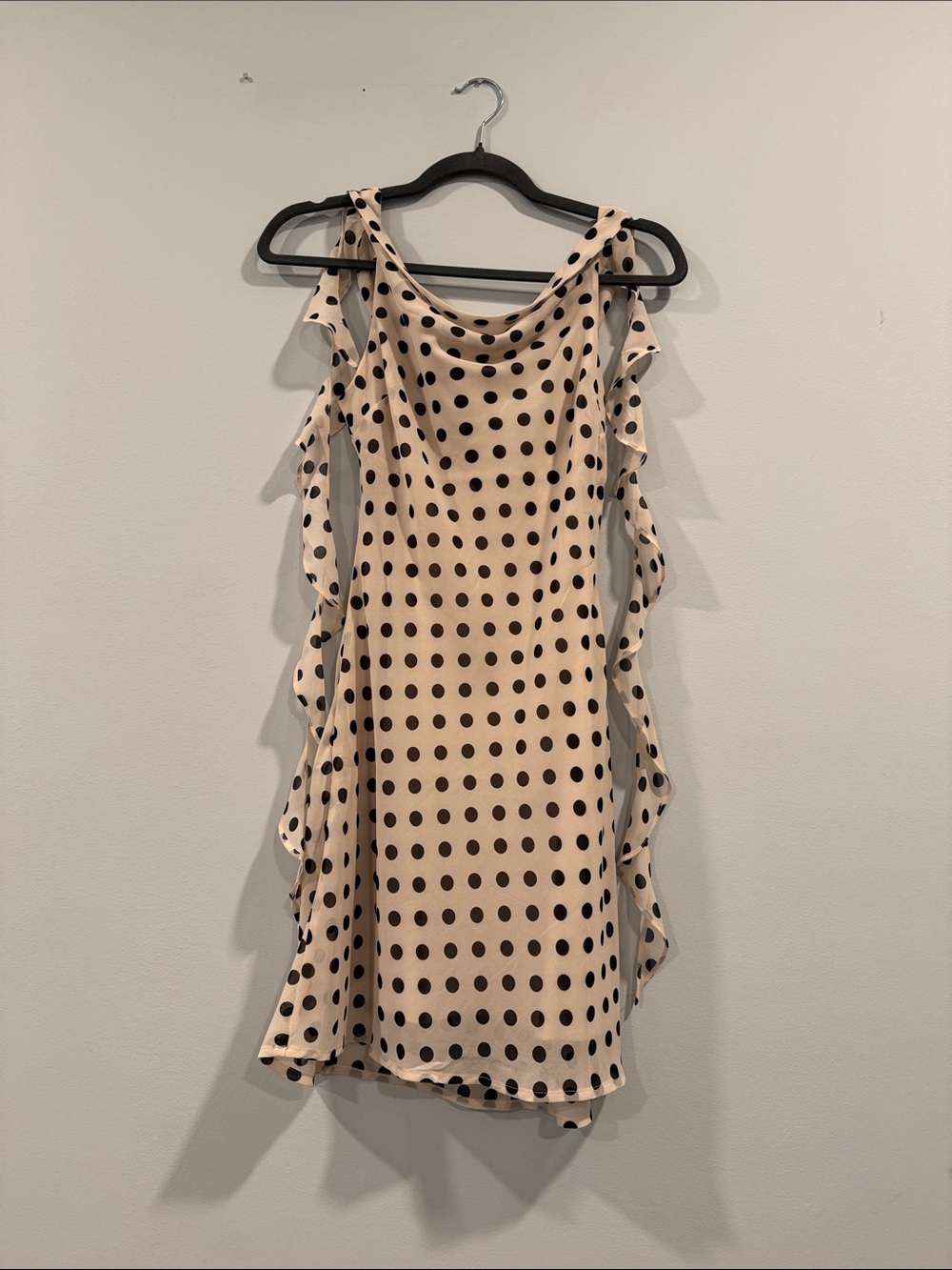 NWT Polka Dot Ruffle Dress in Cream and Black